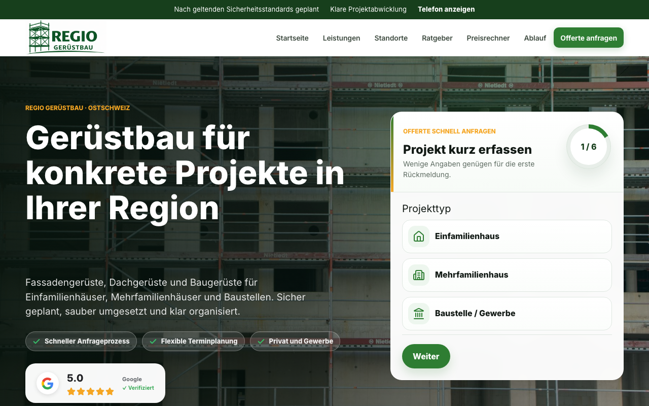 Regio Gerüstbau Website Screenshot